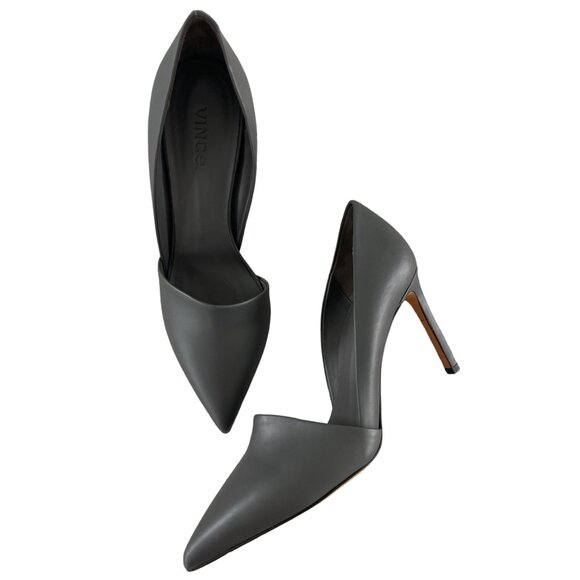 VINCE‎ Cosette Pointed Toe d'Orsay Leather Pumps Gray Graphite 9M EUR 40 $350 - Picture 6 of 12